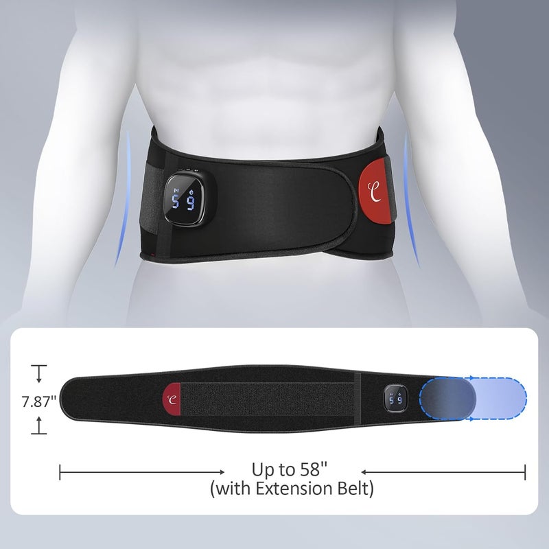 Comfytemp Cordless Portable Heating Pad with Massager for Lower Back Soothing, FSA Eligible HSA 9 Heat 5 Vibration 3 Intensity, Rechargeable Wireless Heated Waist Belt App Control, Gifts for Mom Dad - Image 4